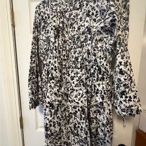 Torrid Black and White Floral Long Sleeve Dress